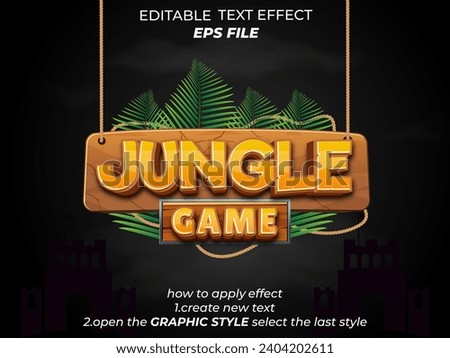 jungle game text effect, font editable, typography, 3d text for games. vector template