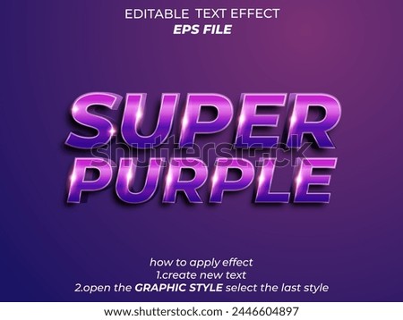 super purple text effect with 3d style, vector template