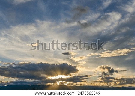 Similar – Image, Stock Photo Dramatic sky during sunset over a lake in Cambodia