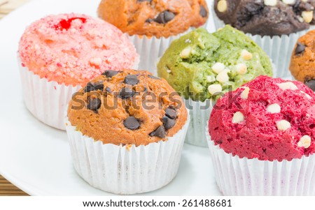 Moist Chocolate Muffins,Chocolate chip muffin,Green tea muffin,Berry muffin,