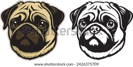 a vector illustration of a pug's head