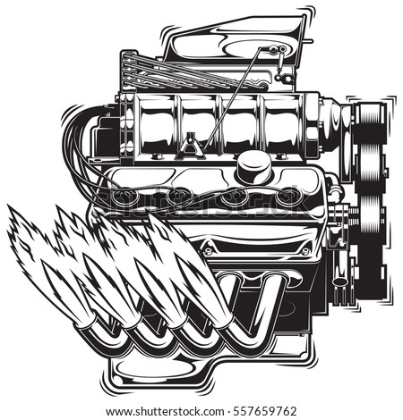 Vector illustration of a supercharged engine running