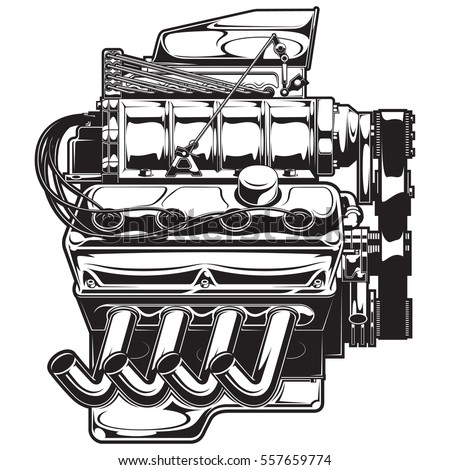 Vector illustration of a supercharged engine.