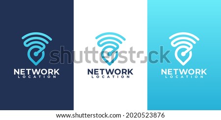 pointer and wifi logo combination. internet logotype design template.
