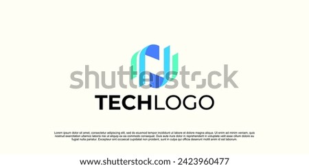 creative letter n logo design technology