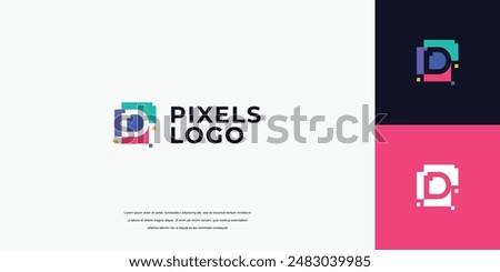 initial pixel logo, technology letter D logo design