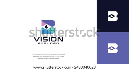 vision logo, letter B eye logo design