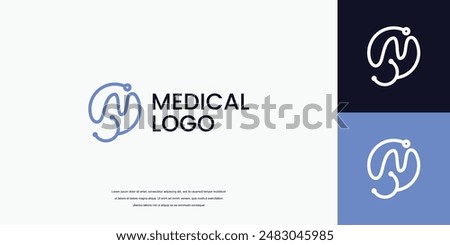 letter M logo with stethoscope icon medical healthcare logo