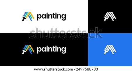 initial letter a paint brush logo, painting service logo