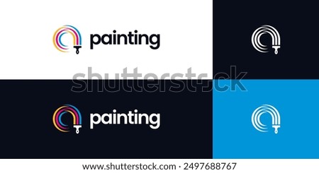 initial letter a paint brush logo, painting service logo