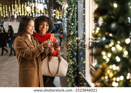 Similar – Image, Stock Photo Two illuminated windows