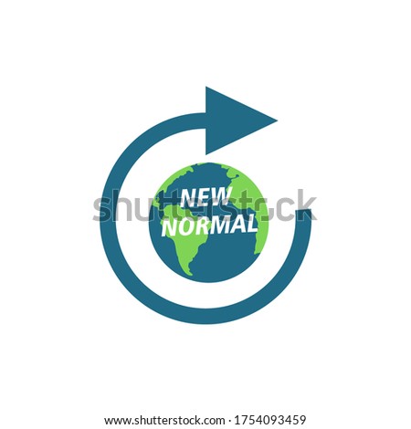 after Coronavirus COVID-19 pandemic icon. reset, restart and reopening for New life, new business concept. refresh or restart icon, new normal text on world map globe .