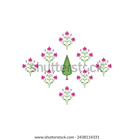 Mughal art , indian painting , floral motif for logo , print on demand