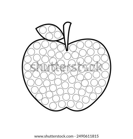 Dot a dot activity with cute Apple. Dot marker game for preschool kids.