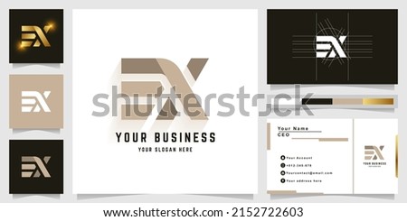 Letter EX or BX monogram logo with business card design