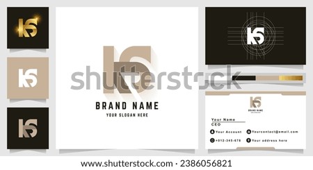 Letter KS or KbS monogram logo with business card design