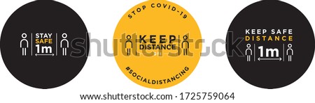 Keep distance stop Covid-19 signage icon 商業照片 © 