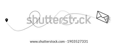 Closed mail symbol moving fast from place to place. Envelope sign. Vector drawing. Email symbol. Letter icon. Email notification. Contact Form. Modern line art design.