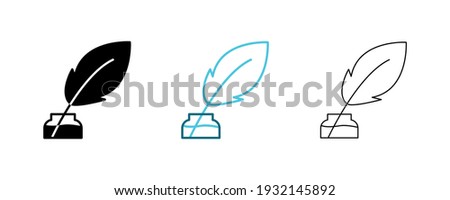 Simple Set of Copywriter Vector Line Icons. This icon contains a quill pen and ink. Editable Stroke. Web Icons and vector logos.