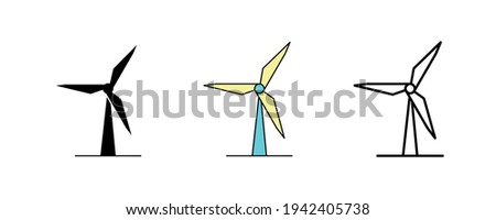 Wind turbine design. Wind turbine icon set in silhouette, colorful and linear. Wind turbine vector illustration isolated on a clean background for your web mobile application logo design. calligraphy.