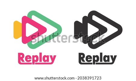 Repeat sign logo design. Video restart logo and icon design. Web icon modern repeat sign.