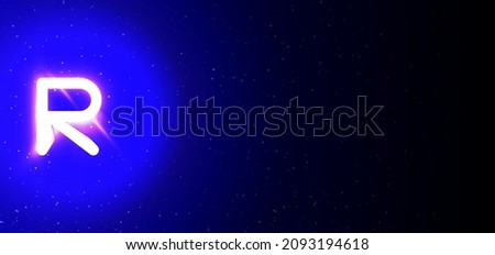 Super glow neon letter R in blue color. Realistic neon explosion. Letter R alphabet of night show among the stars. Vector illustration uppercase font. Isolated On Blue Background With Text Space. Stok fotoğraf © 