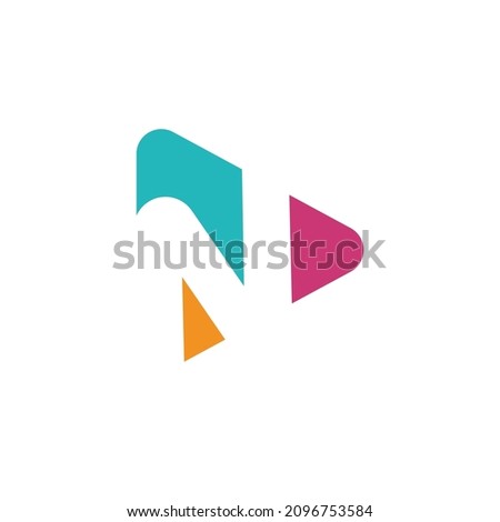 Play logo with letter N logo template, flat style colorful logos. Play icon with initial N. Abstract colorful vector and company corporate identity logo. Foto stock © 