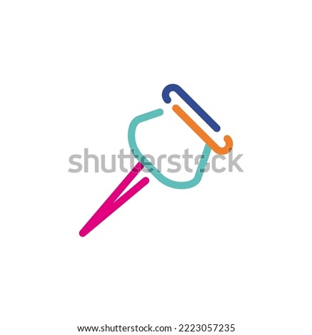 Abstract colorful thumbtack logo icon. Modern lines with new pop art colors. Bold line clean style template set.