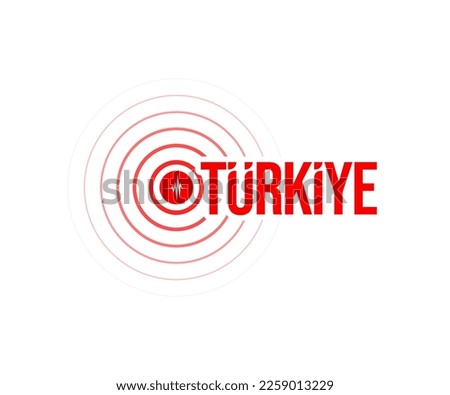 Earthquake seismic and Turkey text. Floor protectors, stock vector sticker design.