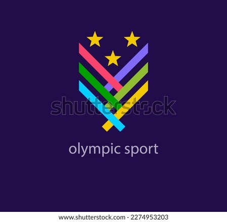 Olympic sport lines logo. Modern linear and star design. logo template. Elegant, luxury, premium vector