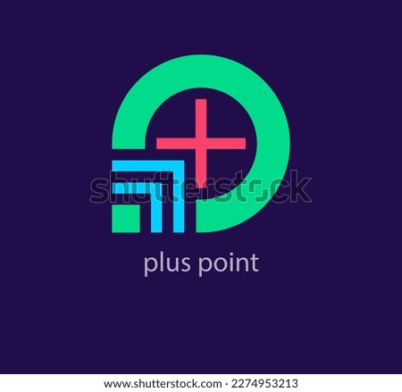 Plus point logo. Round medical icon. Religious sign. Doctor's office emblem. Ambulance label. First aid symbol. Plus button.