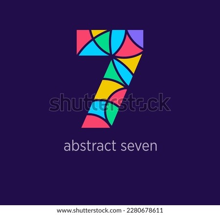 Modern abstract numeral seven logo icon. Unique design color transitions. Colorful 7 number template. vector.