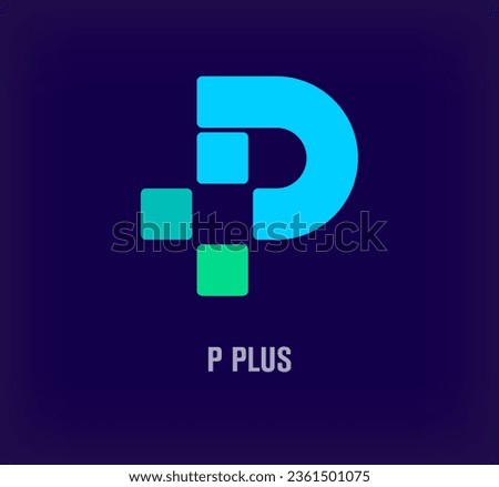 Plus sign and letter p plus combination idea design. Unique color transitions. Health and medical service design template. vector.