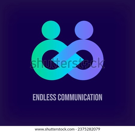 Creative human infinite connection and contact center logo. Unique color transitions. Staff corporate logo template. vector