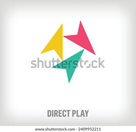 Play sign logo from creative rotating arrows. Unique color transitions. Common attraction logo template. vector