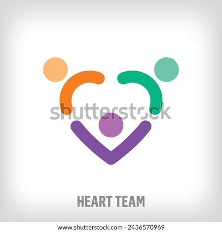 Human team logo consisting of creative heart. Uniquely designed color transitions. Teamwork, family building and workplace partnership vector logo template.