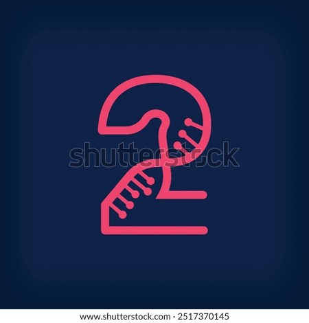 DNA form design from the number 2, Number two logo. Health, science research and laboratory sector.