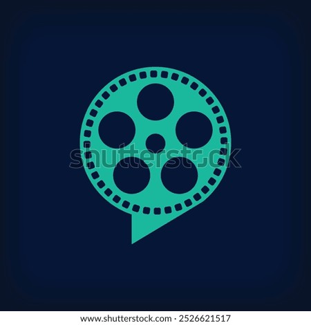 Movie collage logo design in unique speech bubble. Simple geometric corporate identity design.