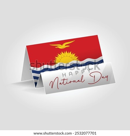 Kiribati country paper flag standing on the ground. Happy national day flag design.