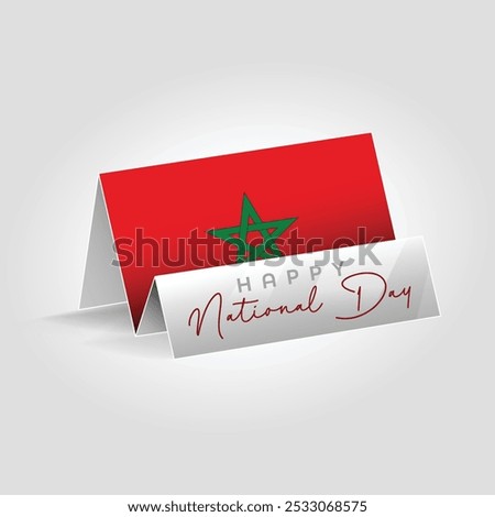 Morocco country paper flag standing on the ground. Happy national day flag design.