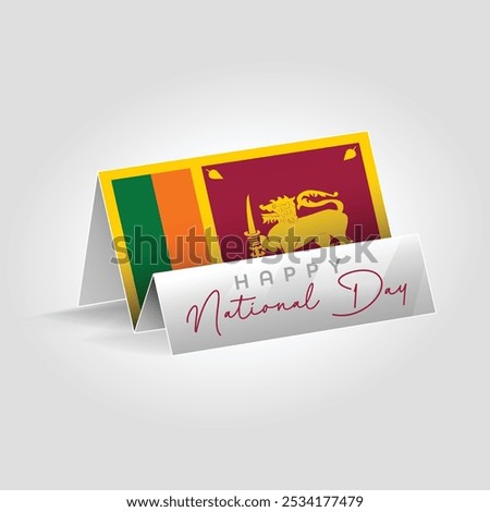 Sri Lanka country paper flag standing on the ground. Happy national day flag design.