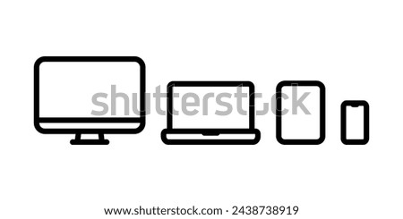 Device icon. smartphone, tablet, laptop and desktop computer symbol. for mobile concept and web design. vector illustration