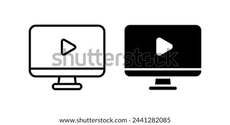 Play icon. Monitor symbol. video player sign. for mobile concept and web design. vector illustration