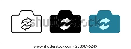 Camera Rotation icon set. Switch from front to back camera sign. for mobile concept and web design. vector illustration on white background