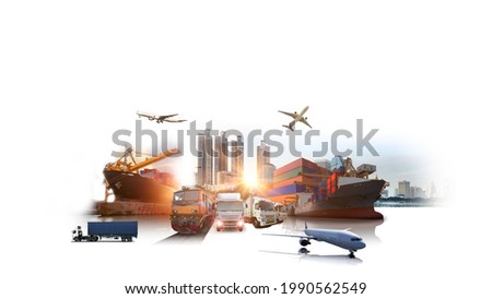 Global business of Container Cargo freight train for Business logistics concept, Air cargo trucking, Rail transportation and maritime shipping, Online goods orders worldwide Zdjęcia stock © 