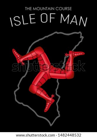 Isle of Man The Mountain Course Race Map with Triskelion Imagine de stoc © 
