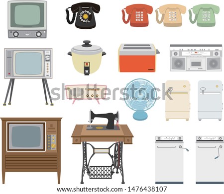 
Showa household appliances set illustration