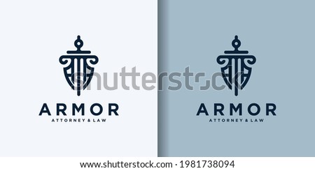 Shield Sword Law firm Security company logo Designs vector, Lawyer Attorney Advocate logo design vector