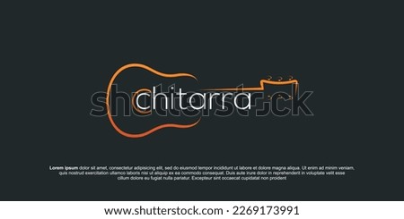 Guitar logo Design Vector Stock Illustration . Guitar Shop Logo . Rock music festival logo