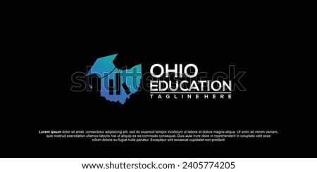Ohio Map Vector Design Template and online based education. Inspiration for University, College, Postgraduate, Campus, Education logo designs